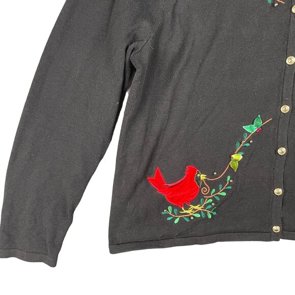 Womens Cardigan XL Embroidered Cardinal Whimsical Granniecore Grandma Modest - Picture 6 of 12